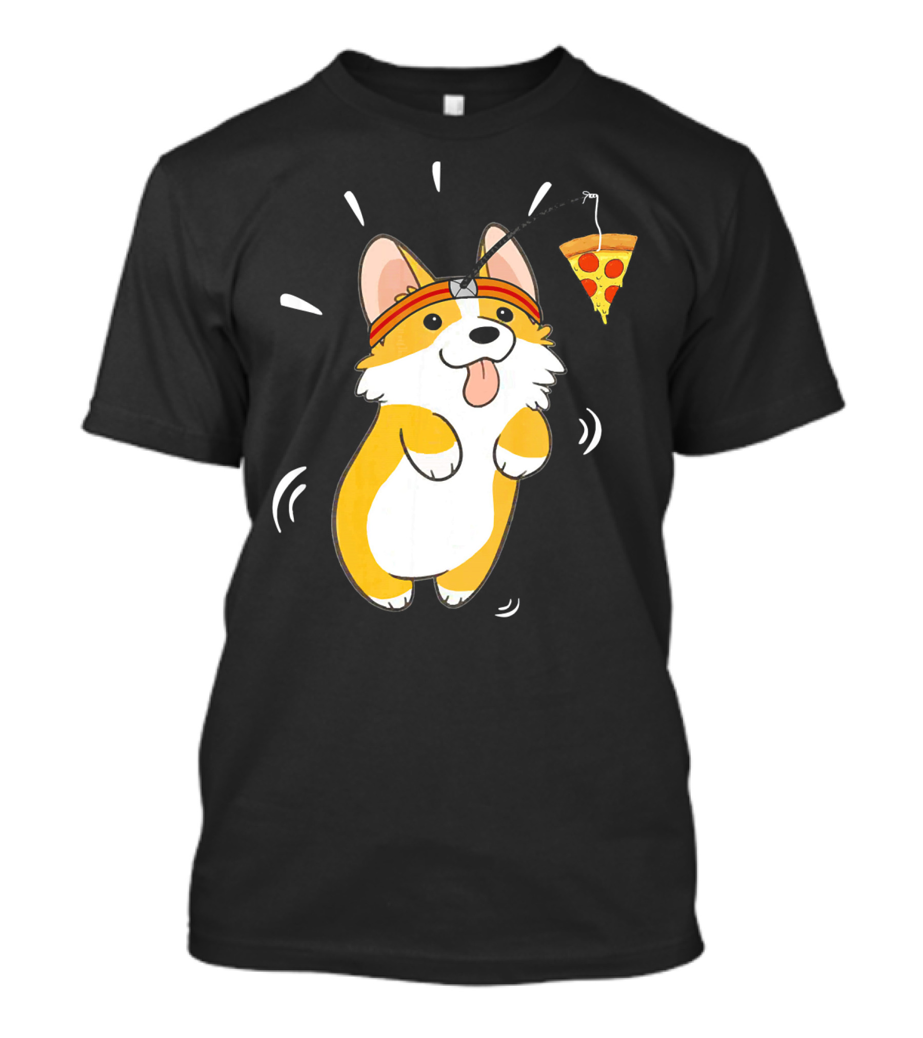 Corgi Running Pizza Lover Funny Dog Pizza Slice Chase T-Shirt