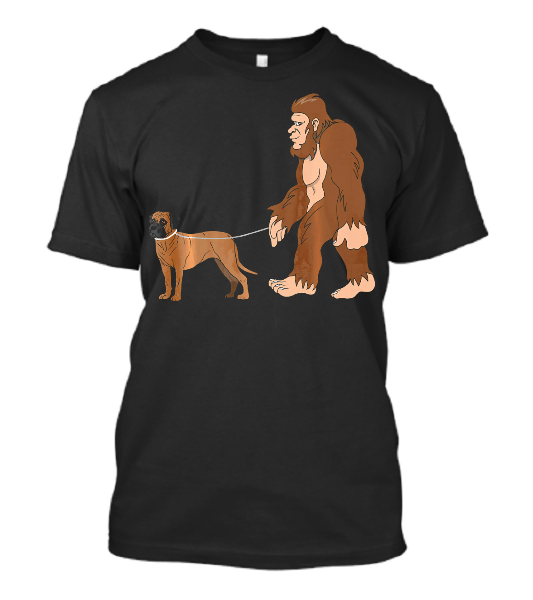 Bigfoot Walking Bullmastiff UFO Believer Dog Leash Event T-Shirt