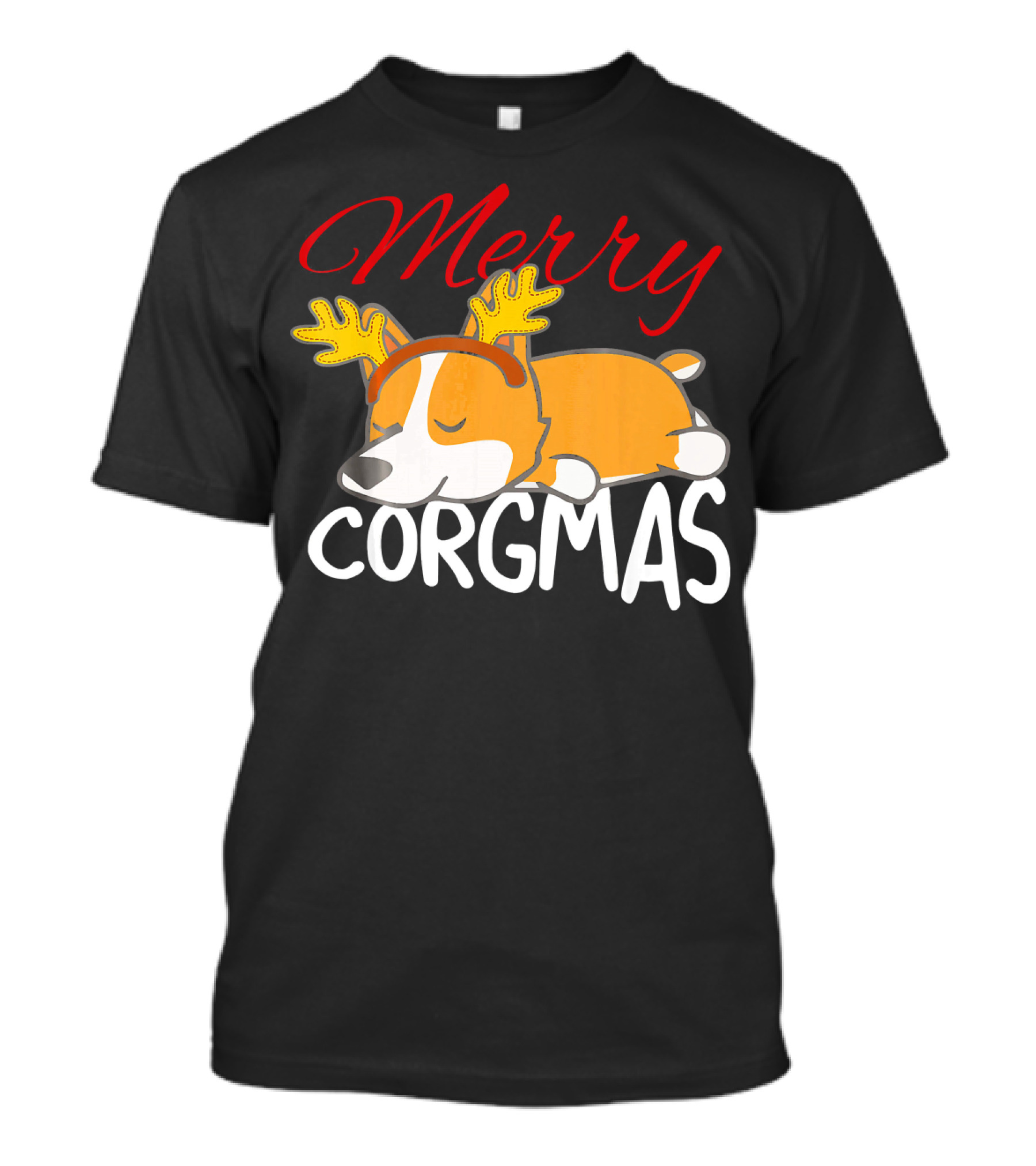Merry Corgmas Corgi Lovers Dog Reindeer Antlers Holiday T-Shirt