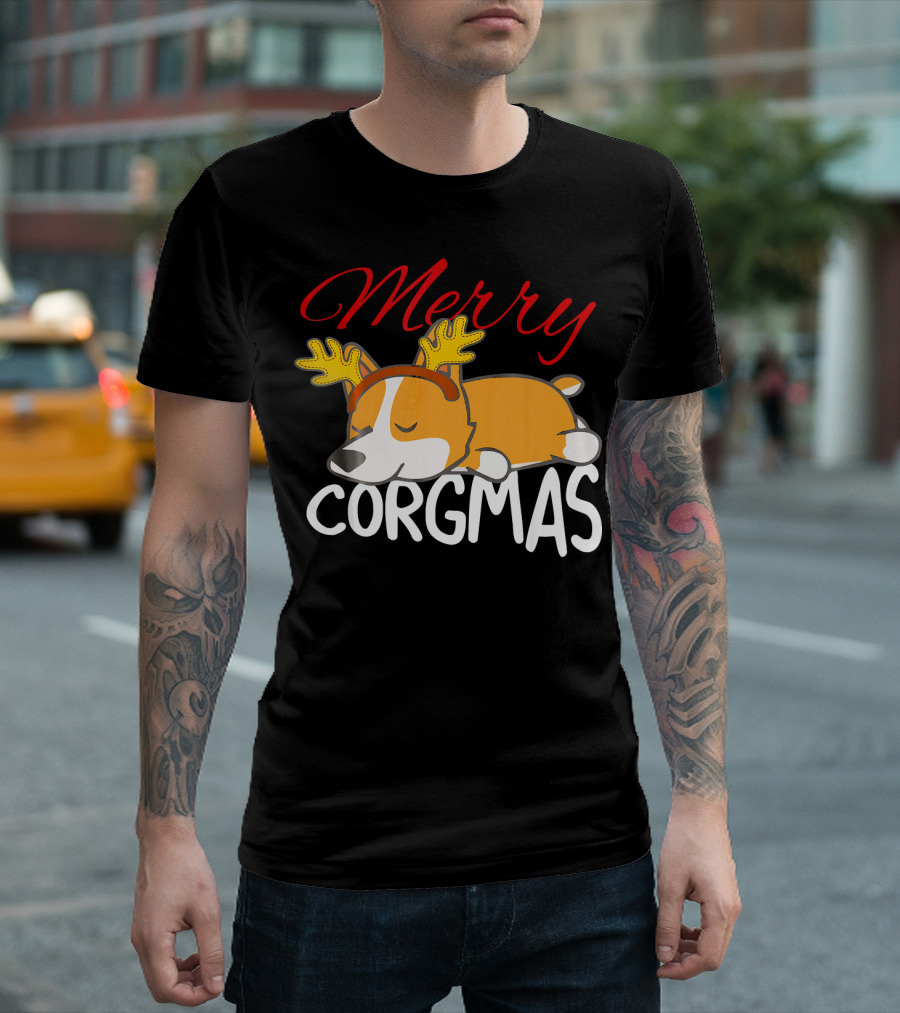 Merry Corgmas Corgi Lovers Dog Reindeer Antlers Holiday T-Shirt