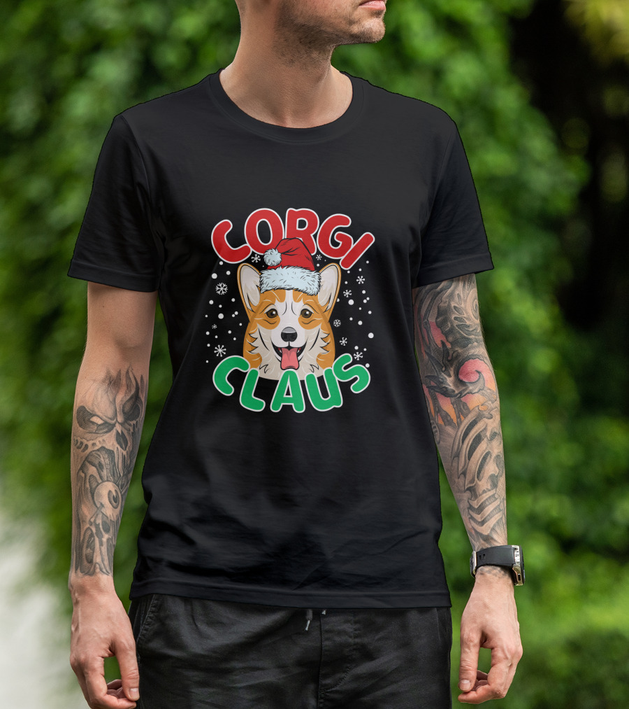 Corgi Claus Santa Hat Christmas Holiday Dog T-Shirt