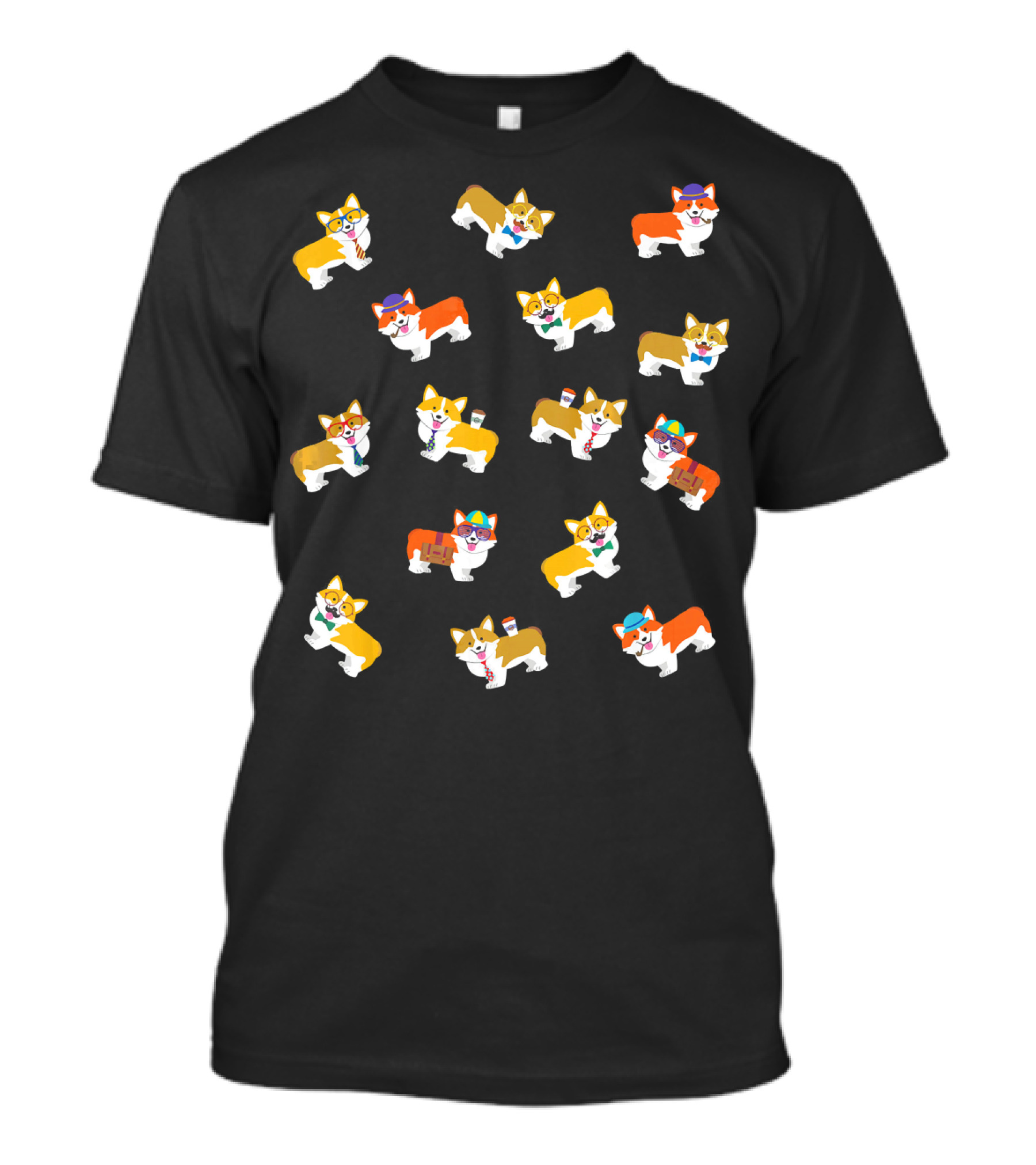 Corgi Dog Colorful Glasses And Accessories Office Corg Collection T-Shirt