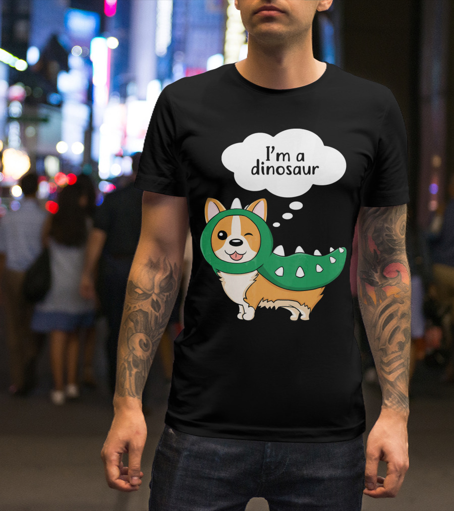 I'm A Dinosaur Corgi Cool Dog T-Shirt