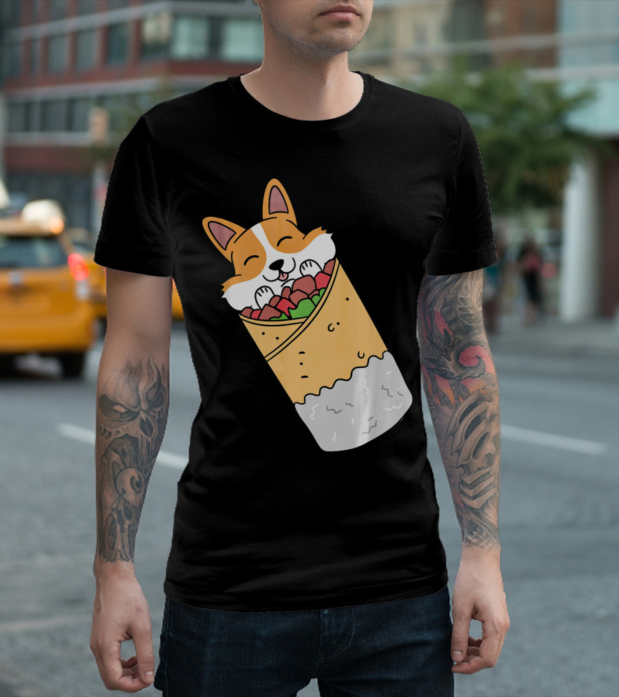 Corgi Wrapped In Mexican Burrito Delight T-Shirt