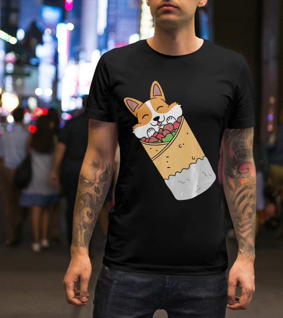 Corgi Wrapped In Mexican Burrito Delight T-Shirt