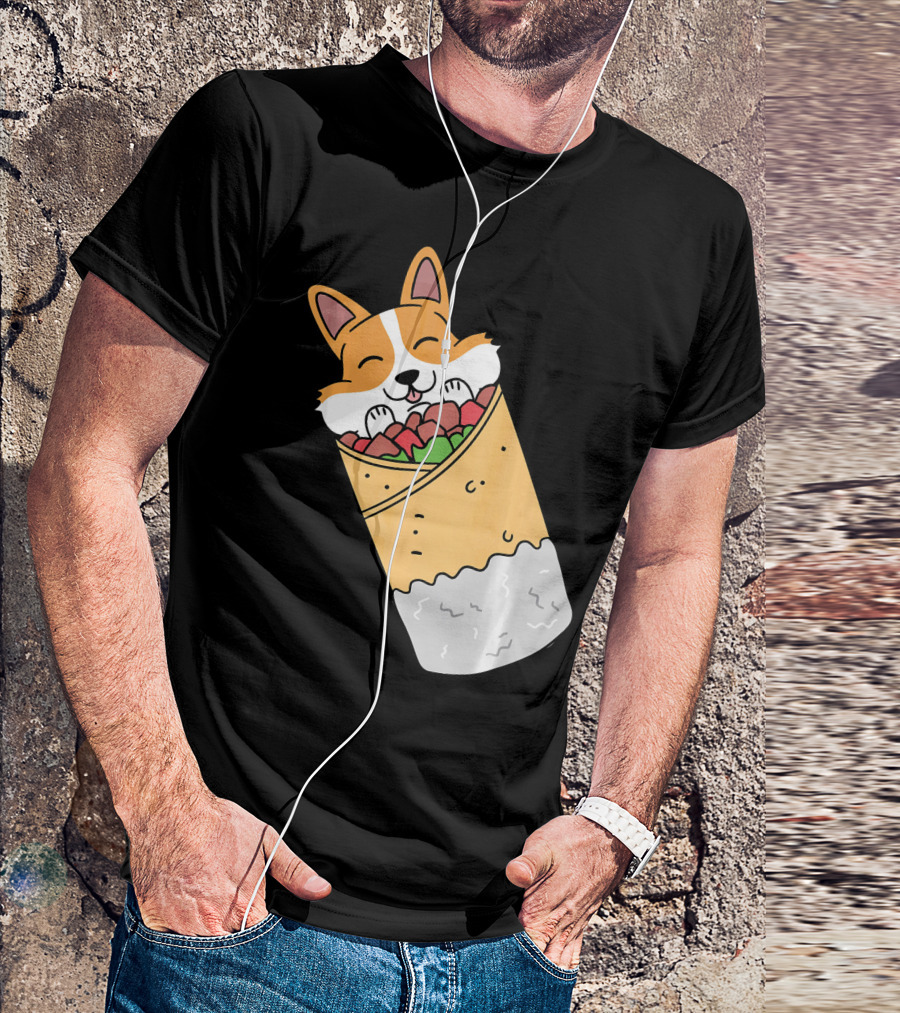 Corgi Wrapped In Mexican Burrito Delight T-Shirt