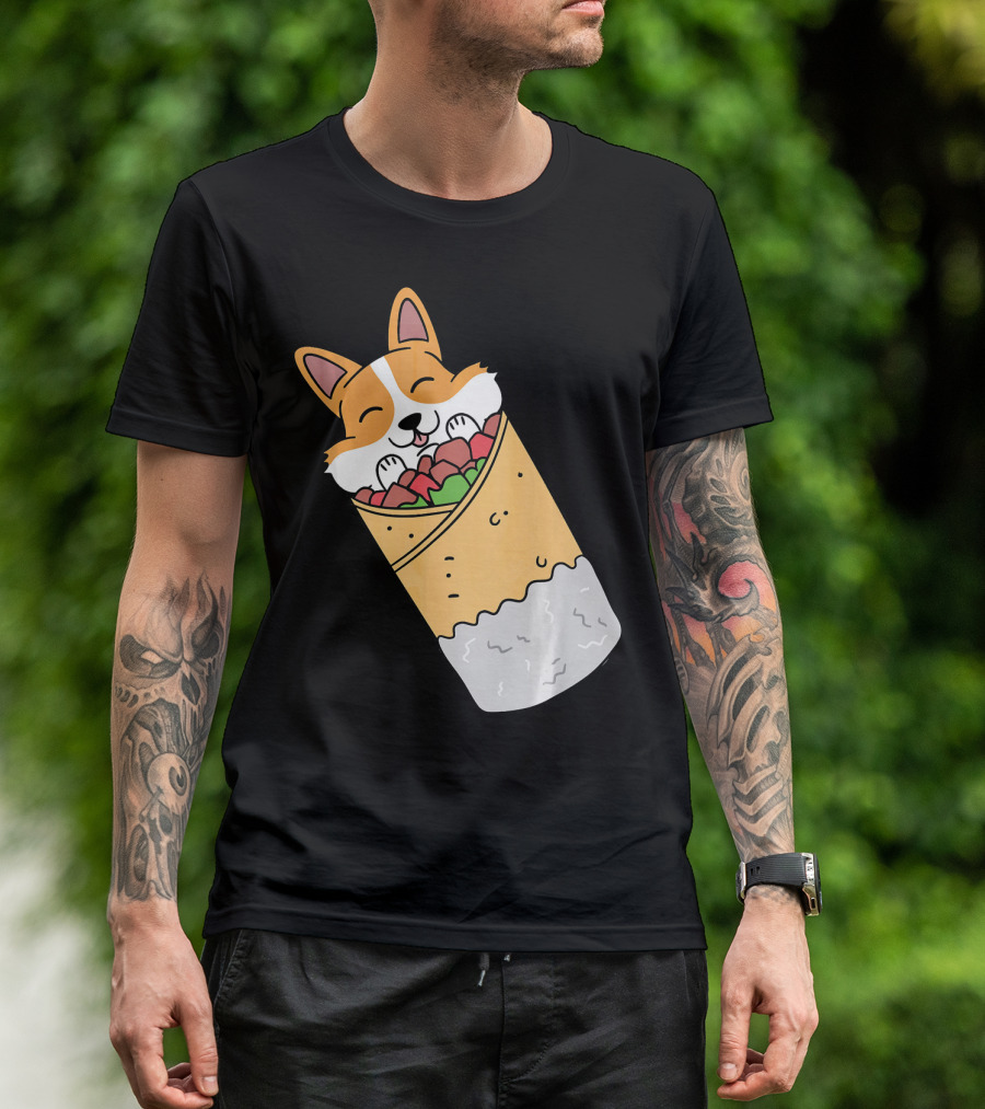Corgi Wrapped In Mexican Burrito Delight T-Shirt