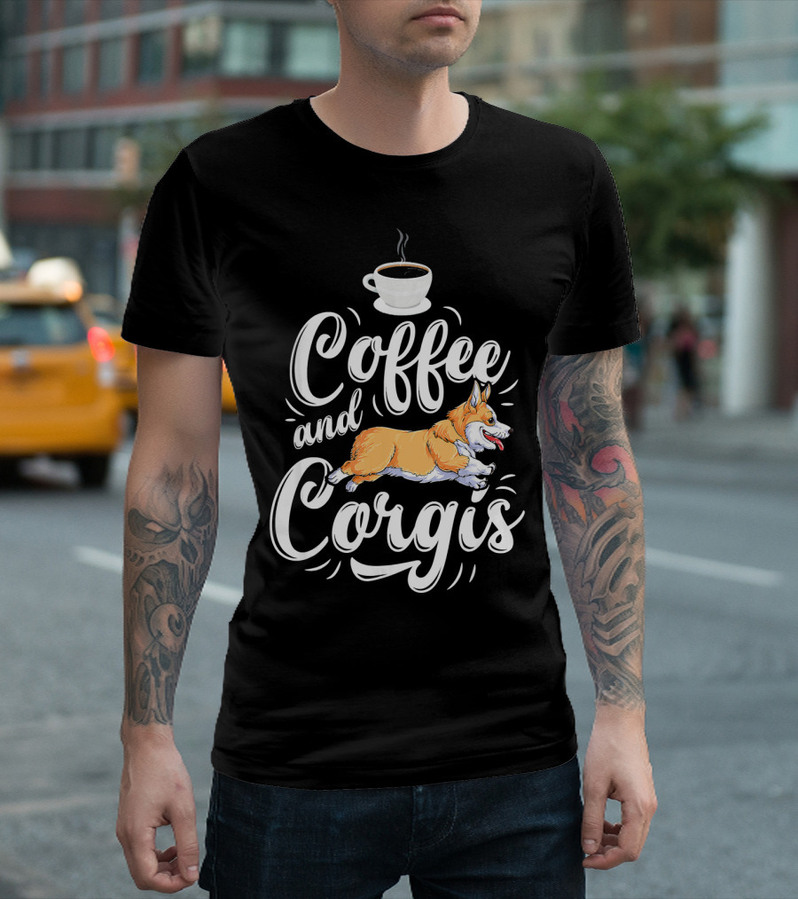 Coffee And Corgis Corgi Dog Coffee T-Shirt