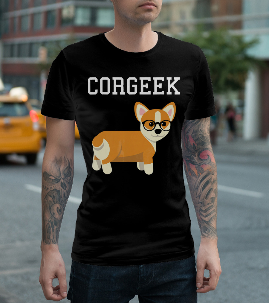 Corgi Corgeek Funny Dog Glasses T-Shirt