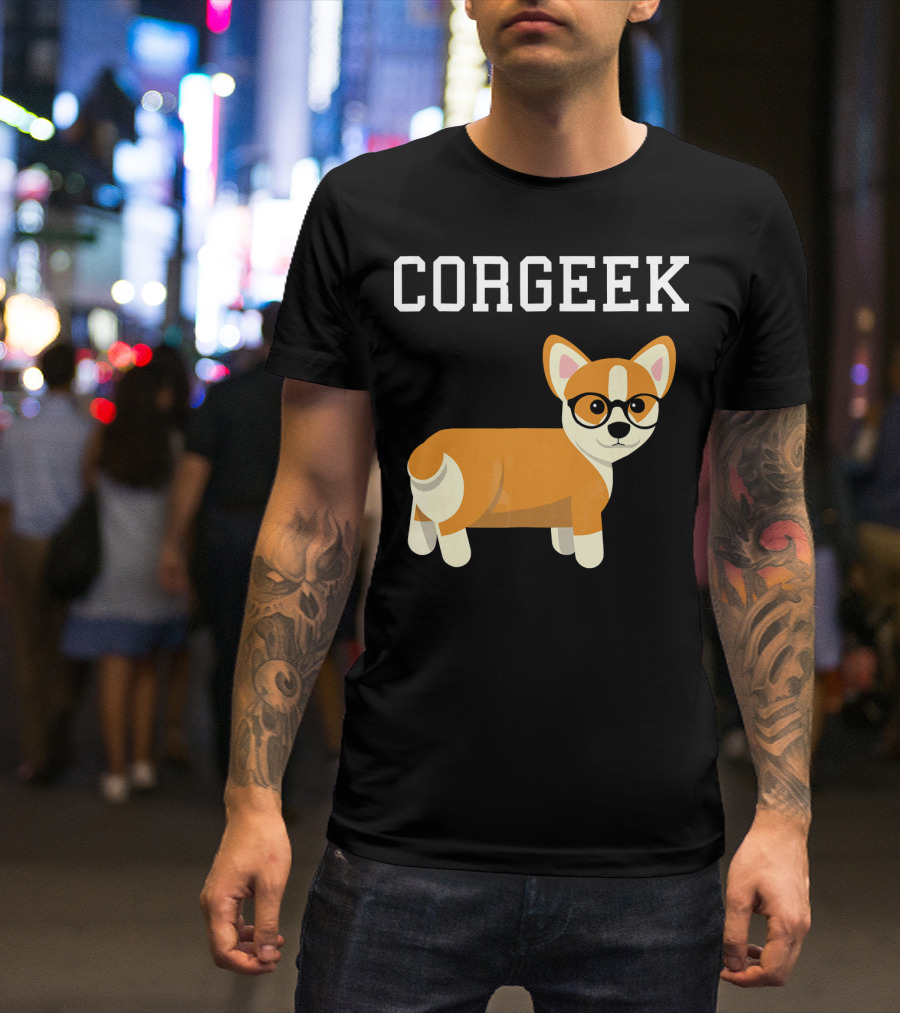 Corgi Corgeek Funny Dog Glasses T-Shirt