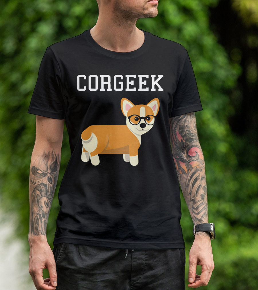 Corgi Corgeek Funny Dog Glasses T-Shirt