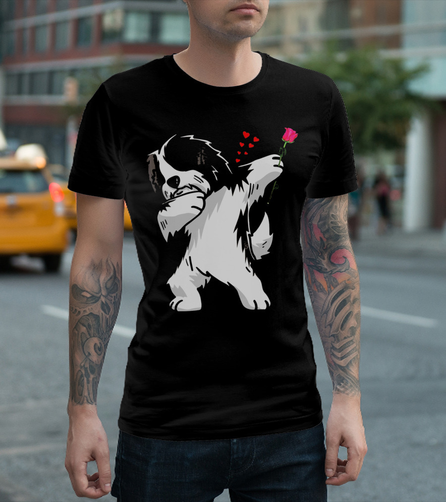 Havanese Dog Dabbing with Rose and Hearts Valentines T-Shirt