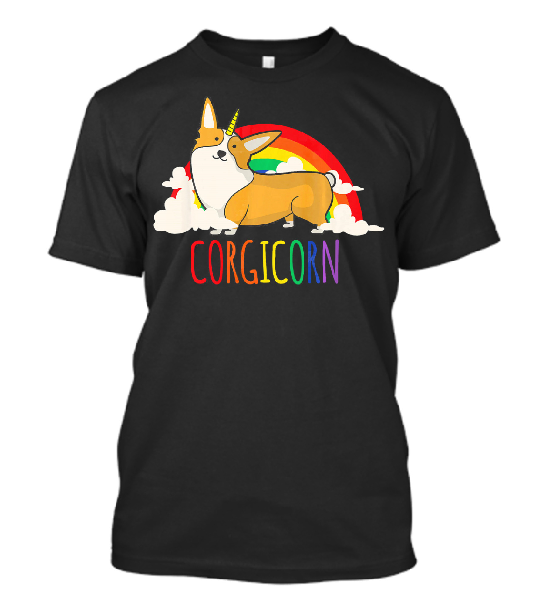 Corgi Unicorn Dog Rainbow Corgicorn Clouds T-Shirt