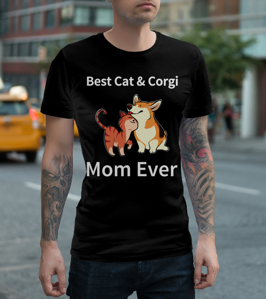 Best Cat And Corgi Mom Ever T-Shirt