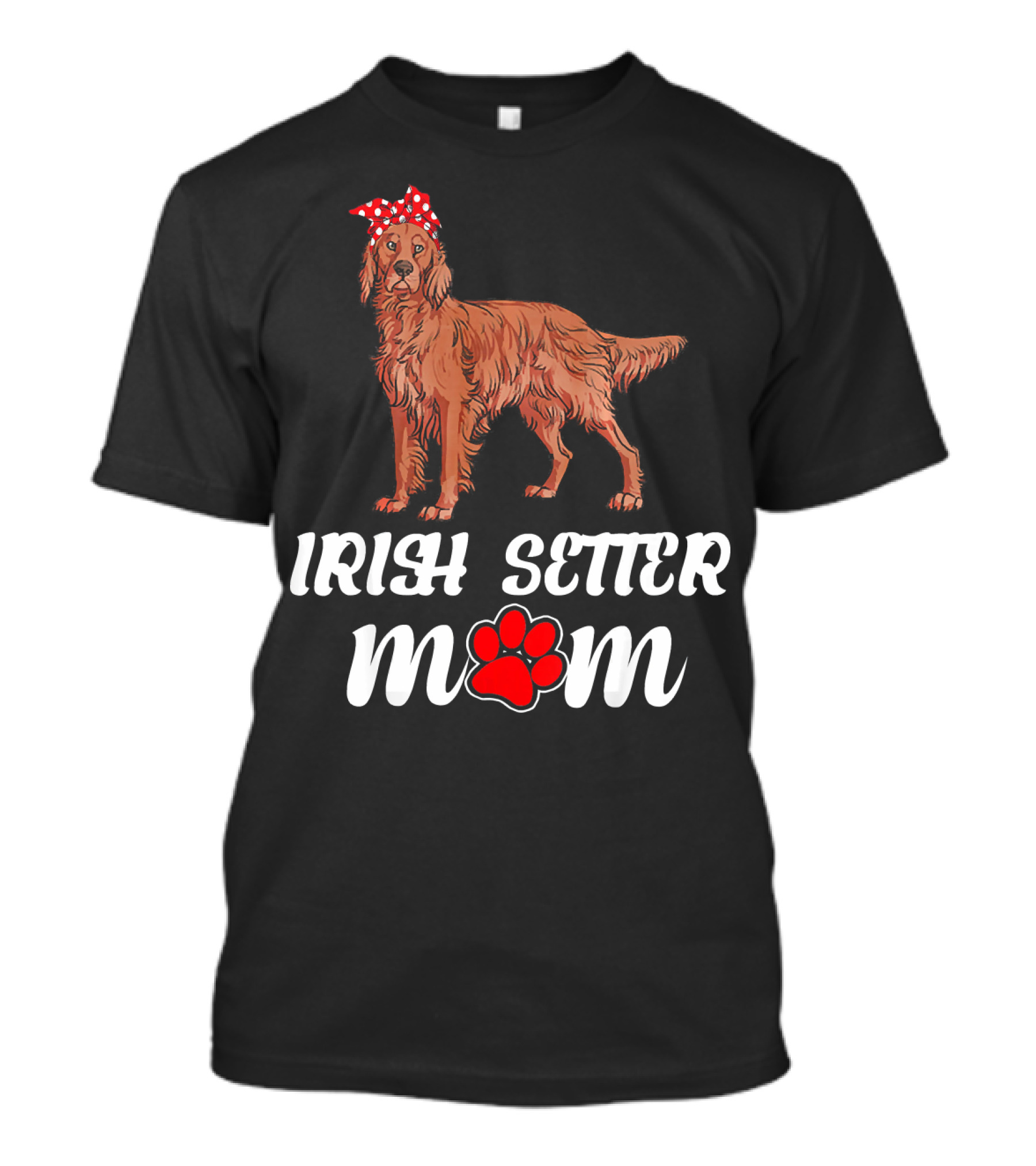 Irish Setter Dog Mom With Red Bandana And Paw Prints T-Shirt