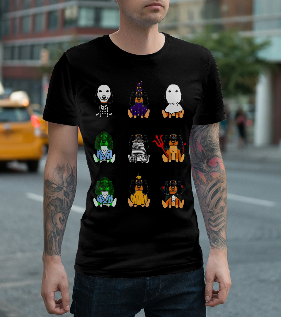 Gordon Setter Halloween Costumes Skull Wizard Ghost Zombie Mummy Devil Pumpkin Vampire T-Shirt