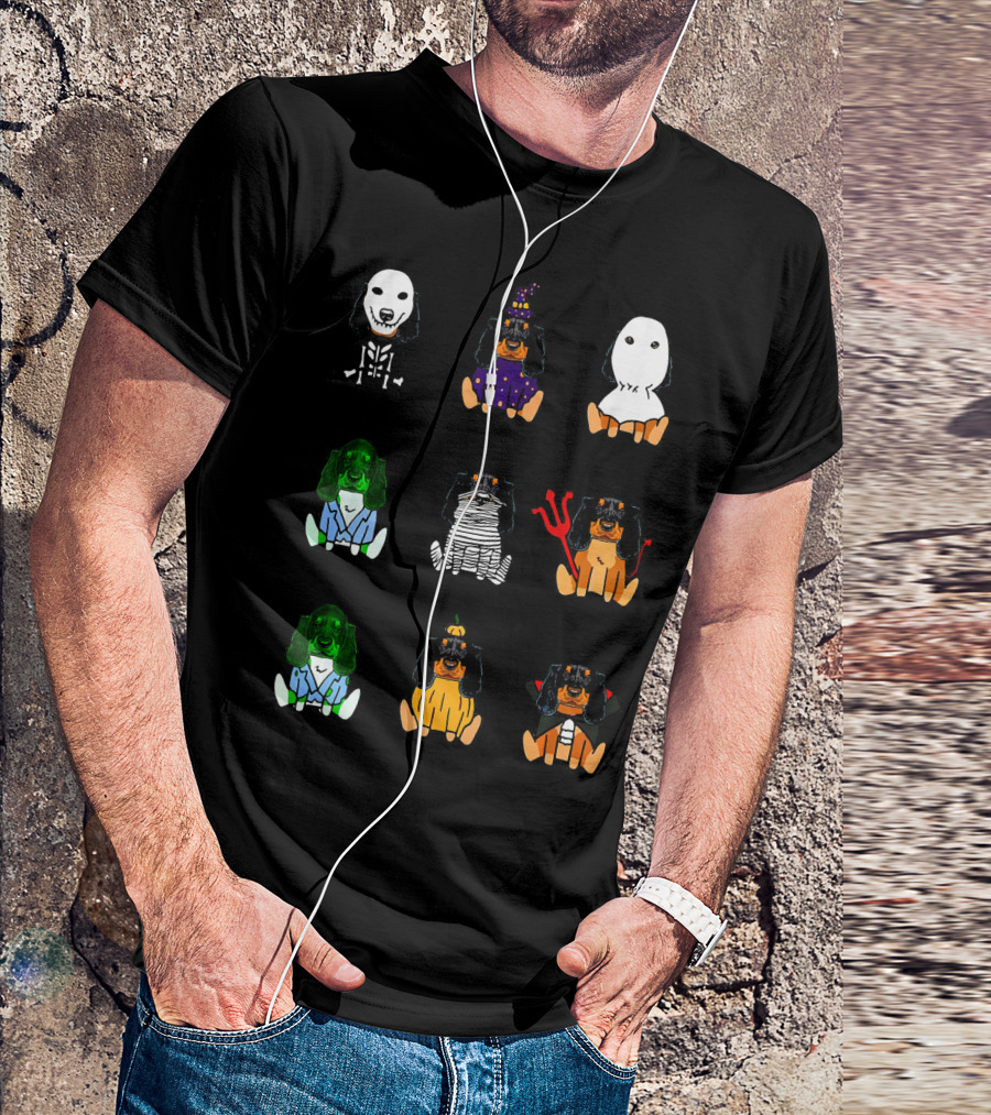 Gordon Setter Halloween Costumes Skull Wizard Ghost Zombie Mummy Devil Pumpkin Vampire T-Shirt