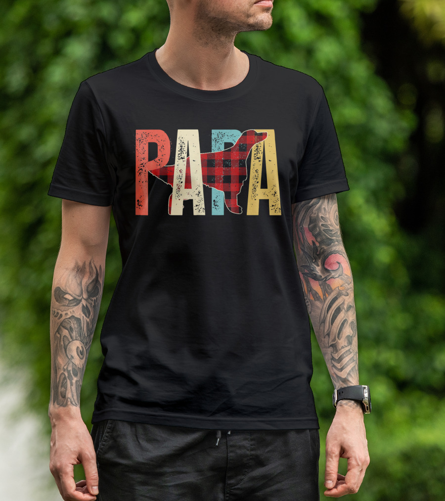 Papa Irish Setter Vintage Plaid T-Shirt