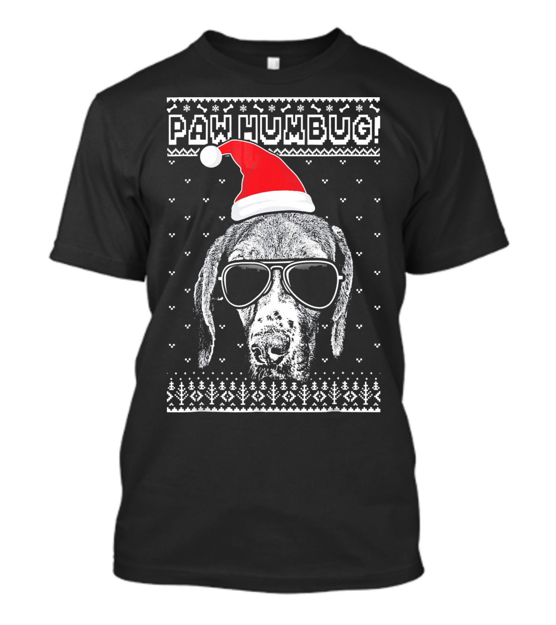 Paw Humbug Funny Christmas English Coonhound Santa Hat Sunglasses T-Shirt