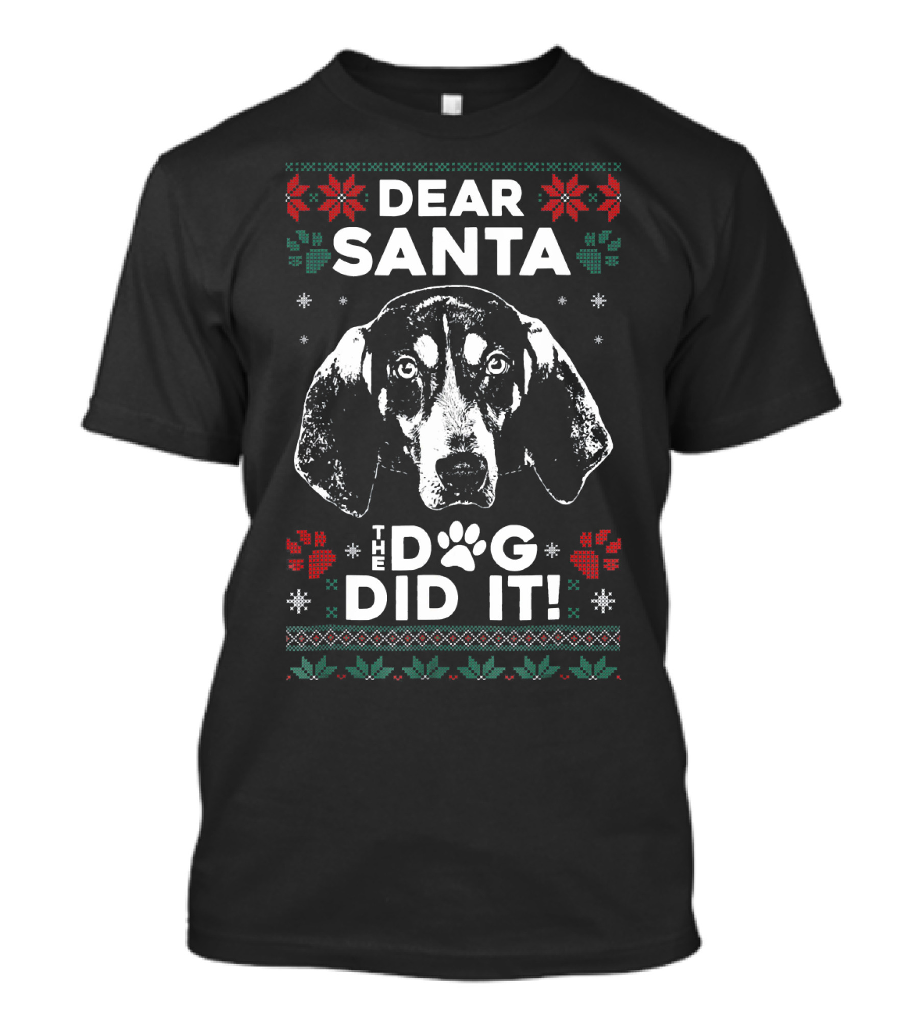 Dear Santa The Dog Did It Bluetick Coonhound Christmas T-Shirt