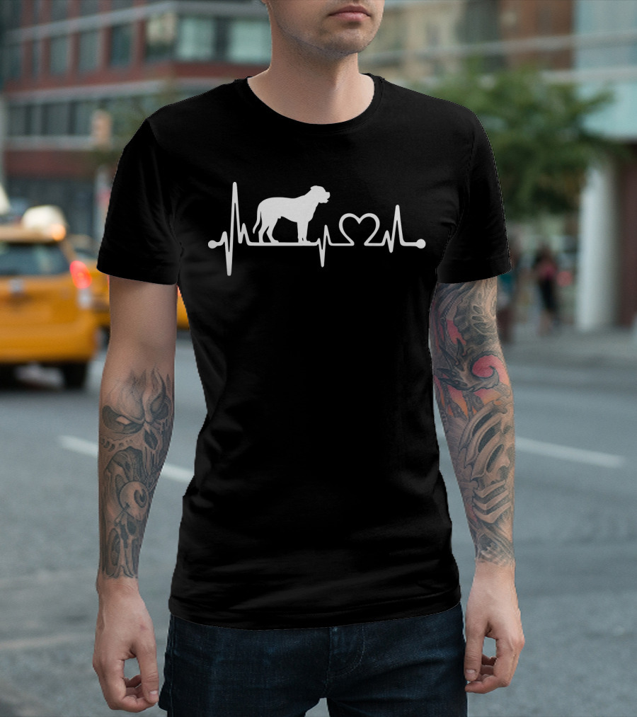Bullmastiff Dog Heartbeat Funny Dog Love T-Shirt