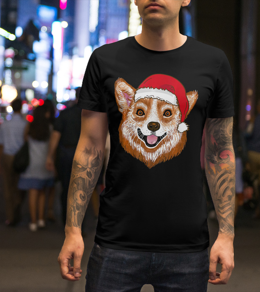 Christmas Corgi With Santa Hat Funny Santa Corgis T-Shirt