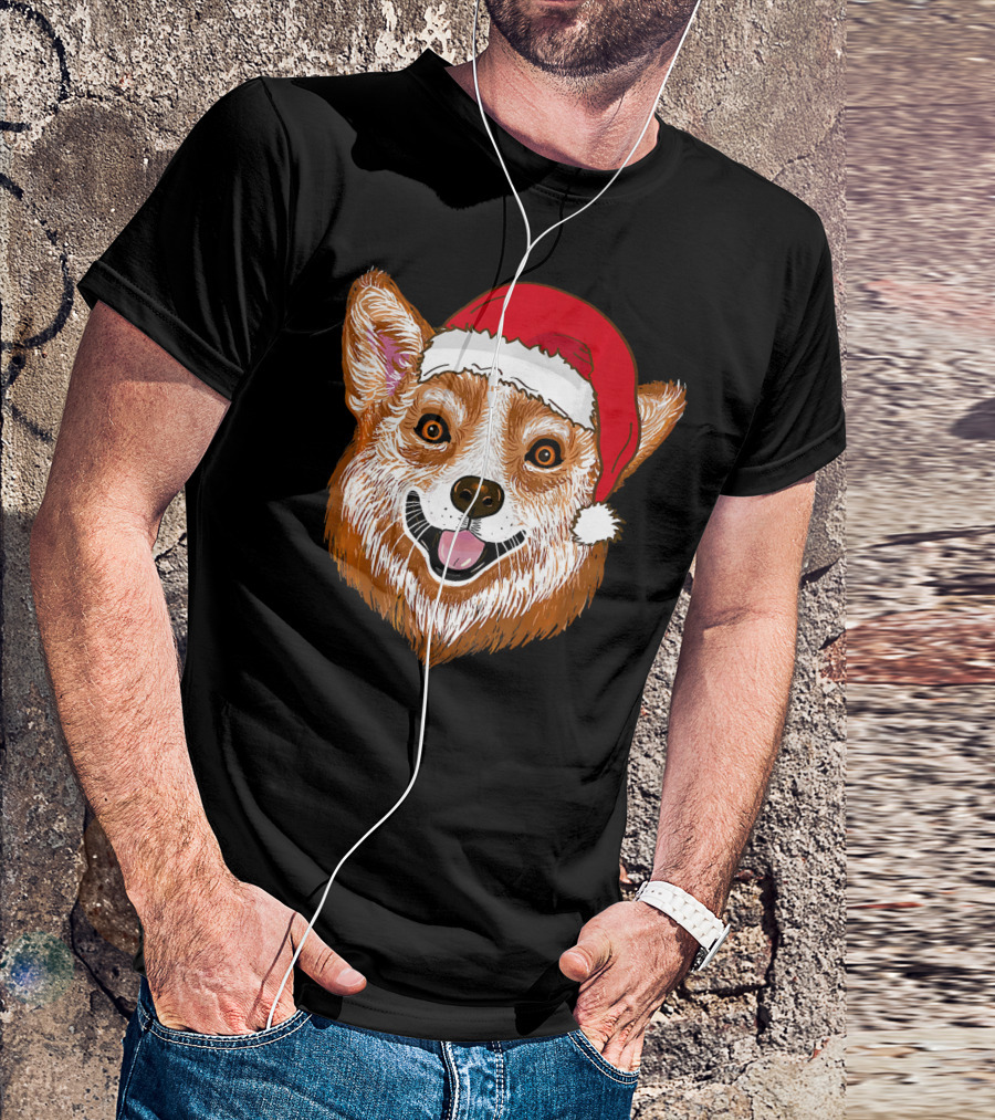 Christmas Corgi With Santa Hat Funny Santa Corgis T-Shirt