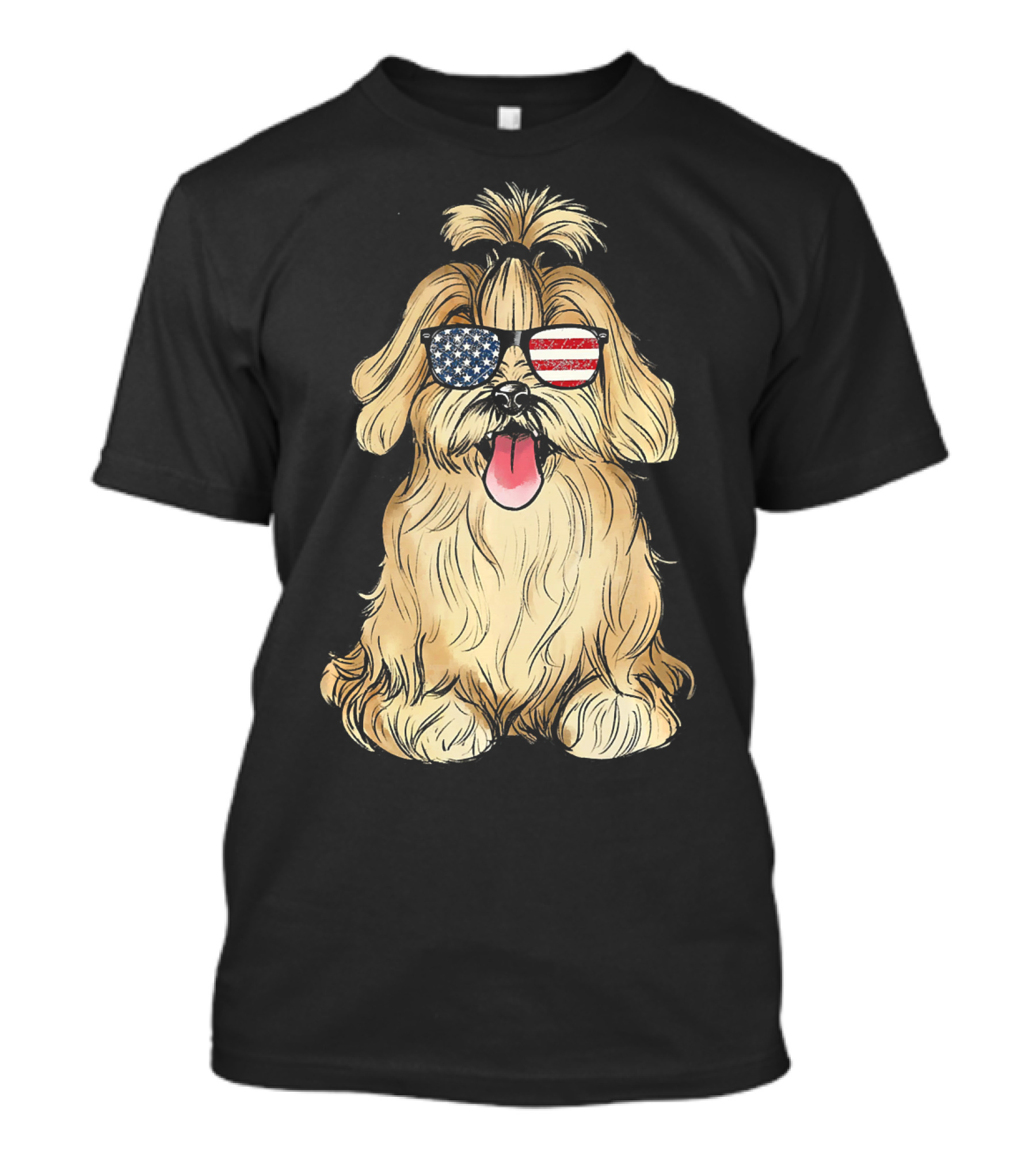 Havanese Dog With American Flag Sunglasses T-Shirt