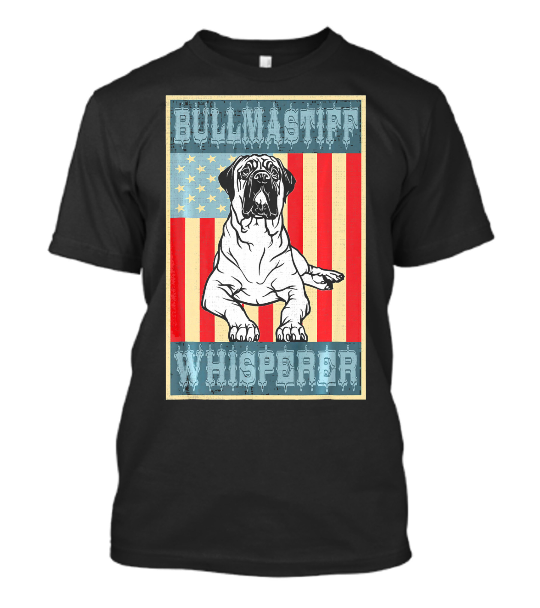 Bullmastiff Whisperer USA Flag Vintage Retro T-Shirt