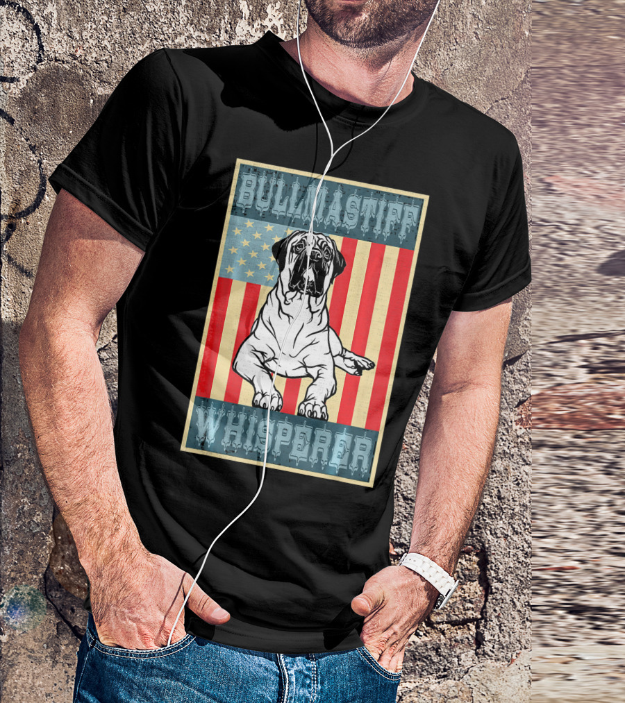 Bullmastiff Whisperer USA Flag Vintage Retro T-Shirt