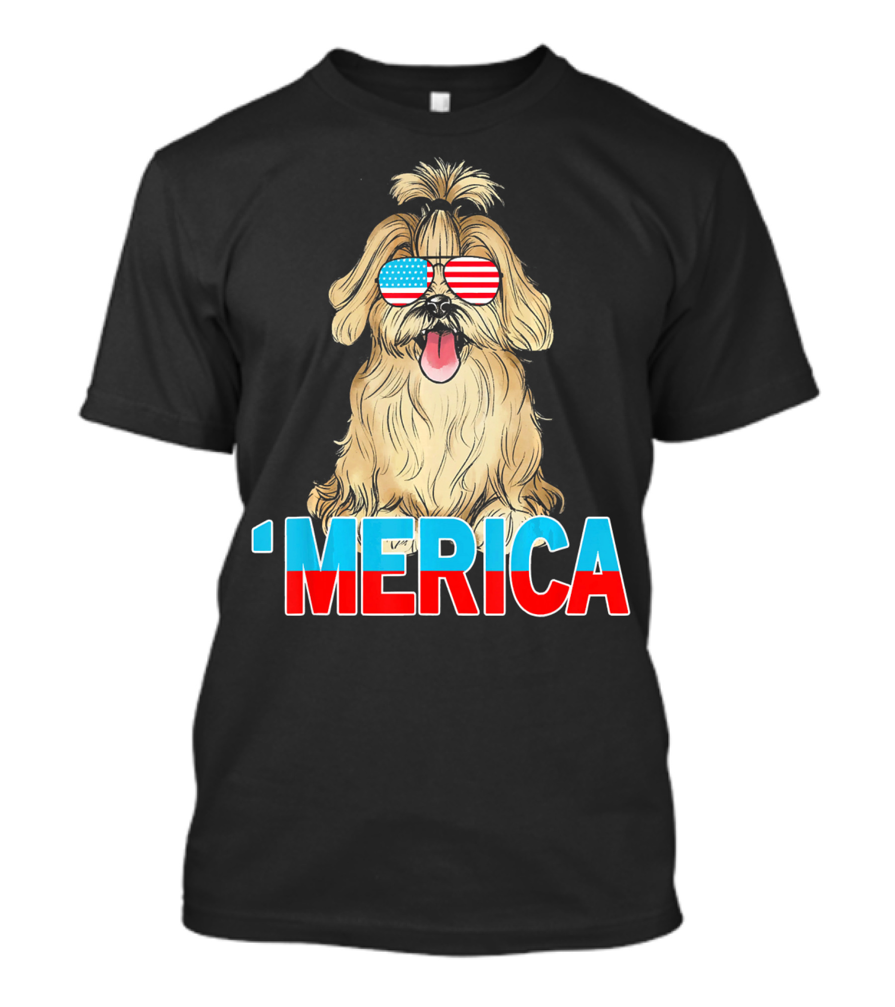 'Merica Havanese Dog Wearing American Flag Sunglasses T-Shirt