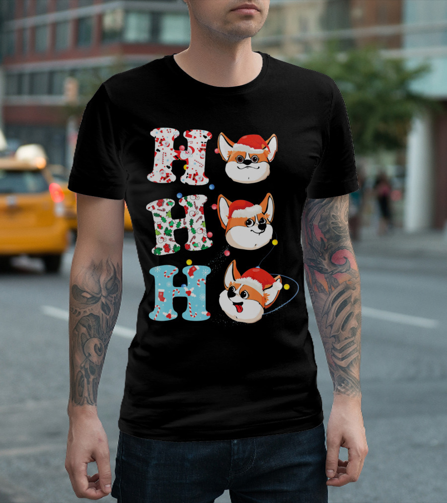 Ho Ho Ho Corgi Santa Festive Christmas Animal T-Shirt