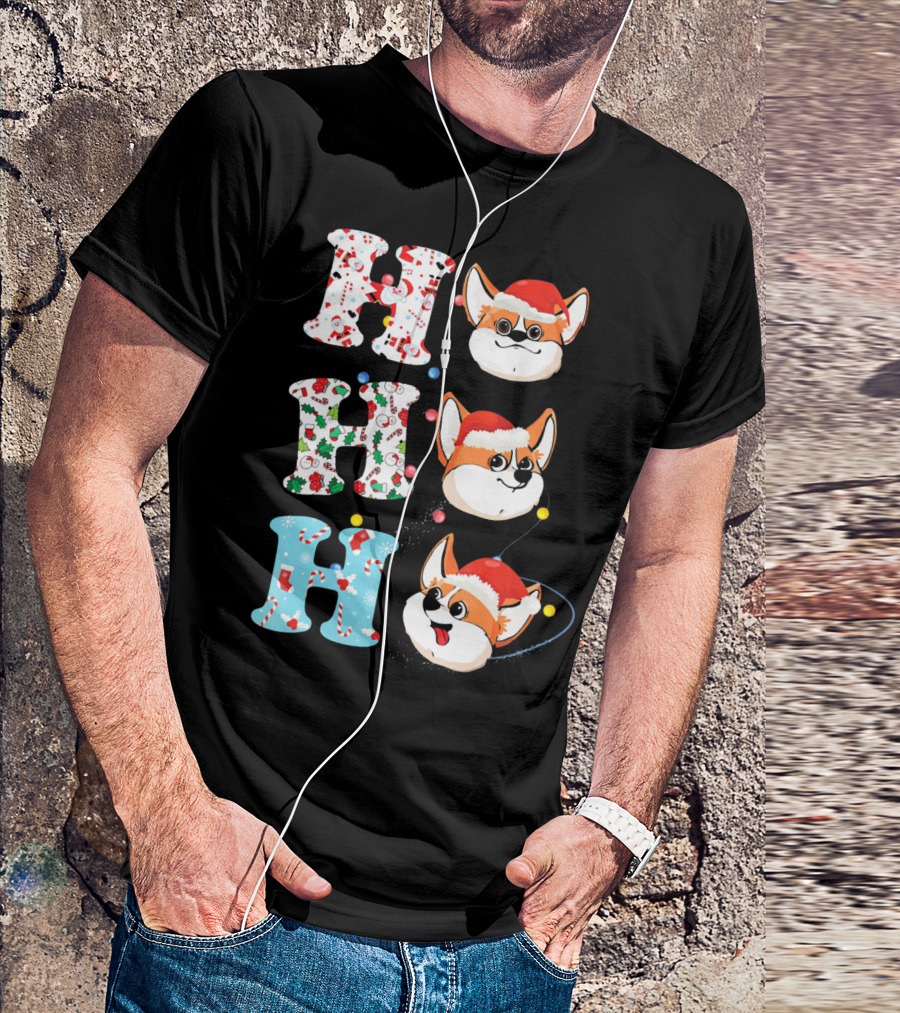 Ho Ho Ho Corgi Santa Festive Christmas Animal T-Shirt