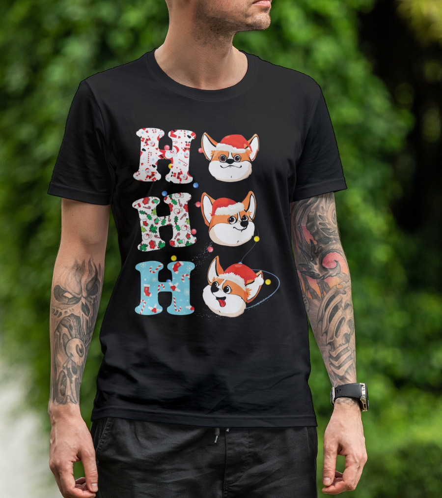 Ho Ho Ho Corgi Santa Festive Christmas Animal T-Shirt
