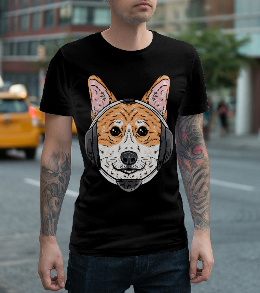 Corgi Dog Wearing Wrestling Headgear With Humorous Expression T-Shirt