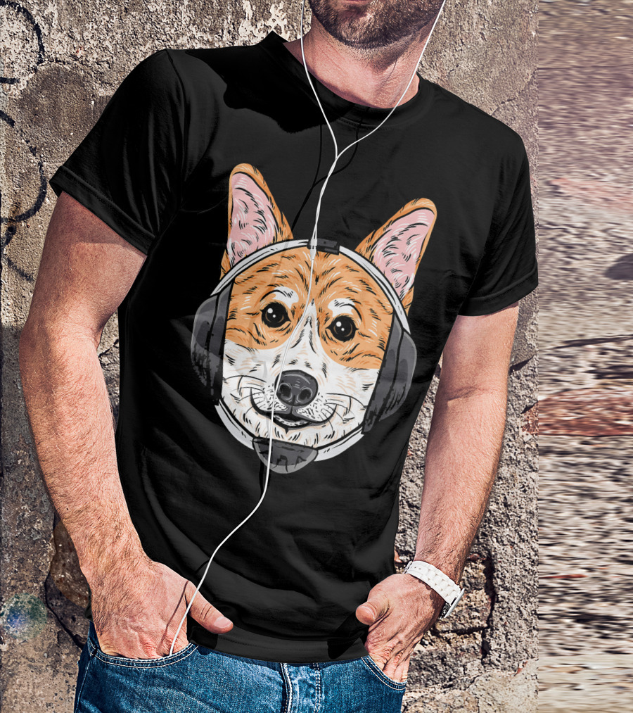 Corgi Dog Wearing Wrestling Headgear With Humorous Expression T-Shirt