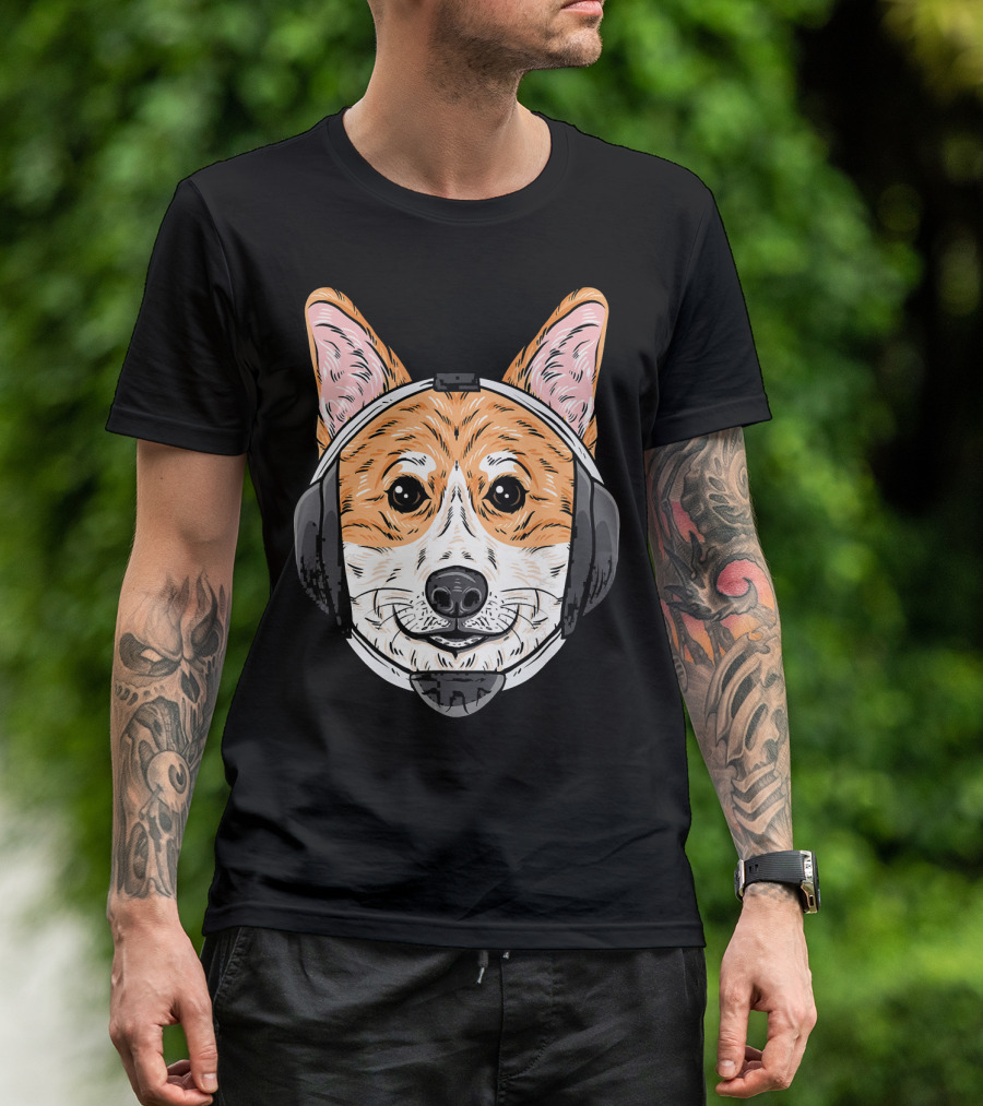 Corgi Dog Wearing Wrestling Headgear With Humorous Expression T-Shirt