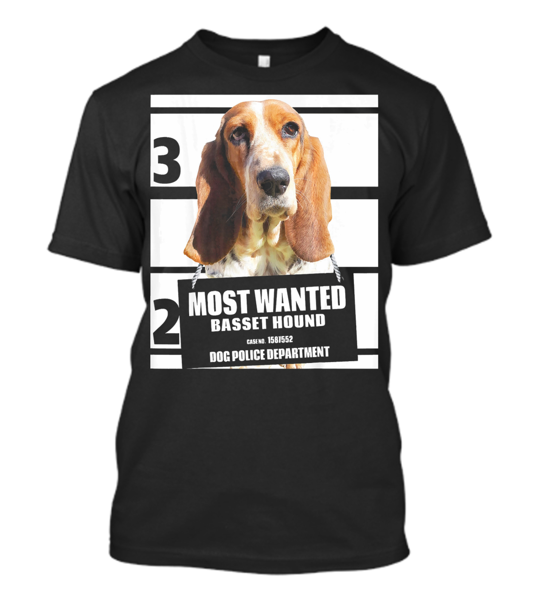 Most Wanted Basset Hound Case No 1561552 Dog Police Department T-Shirt