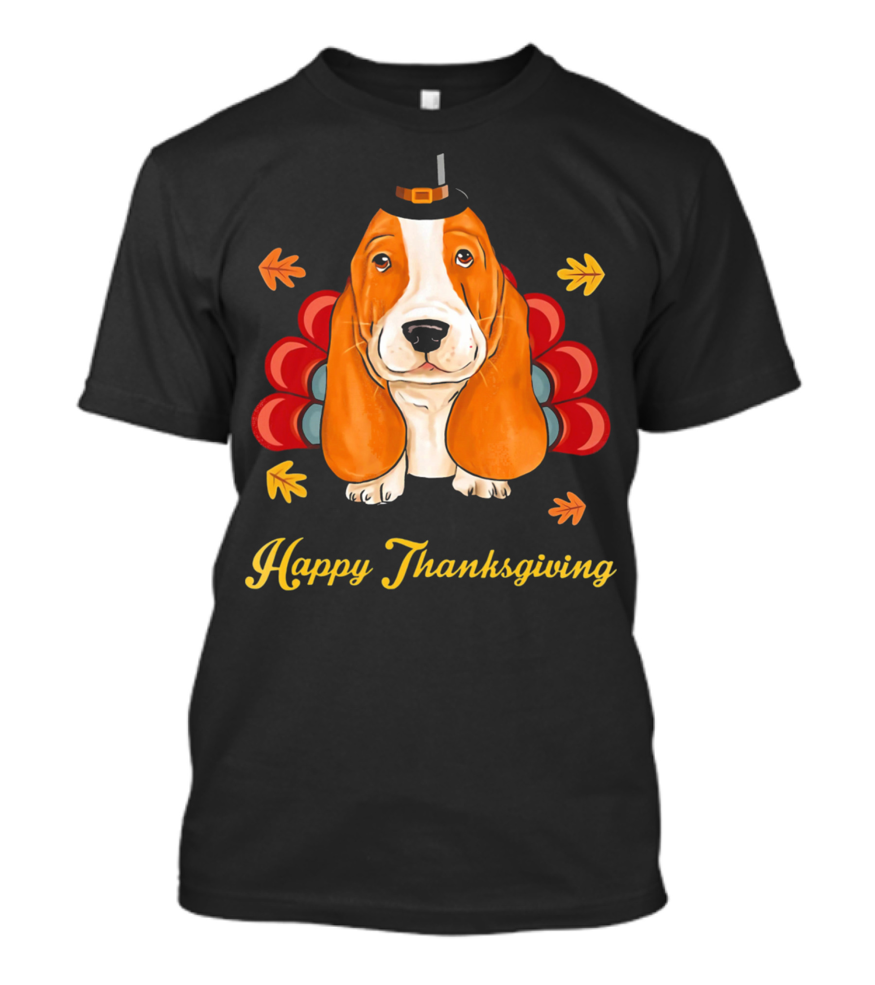 Happy Thanksgiving Funny Basset Hound Turkey T-Shirt