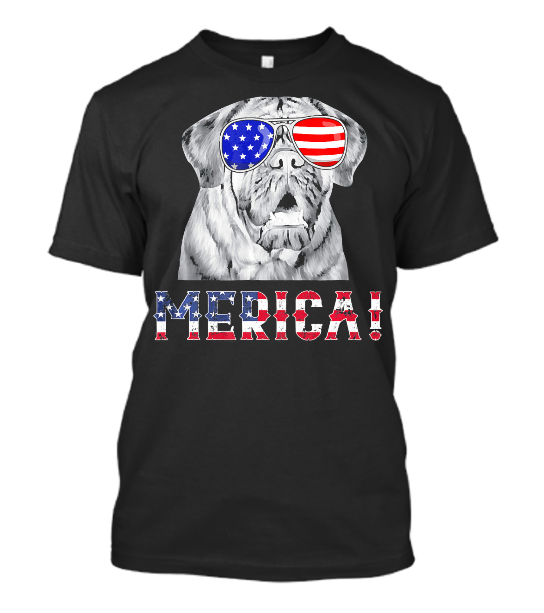 MERICA English Mastiff Dog With American Flag Sunglasses T-Shirt