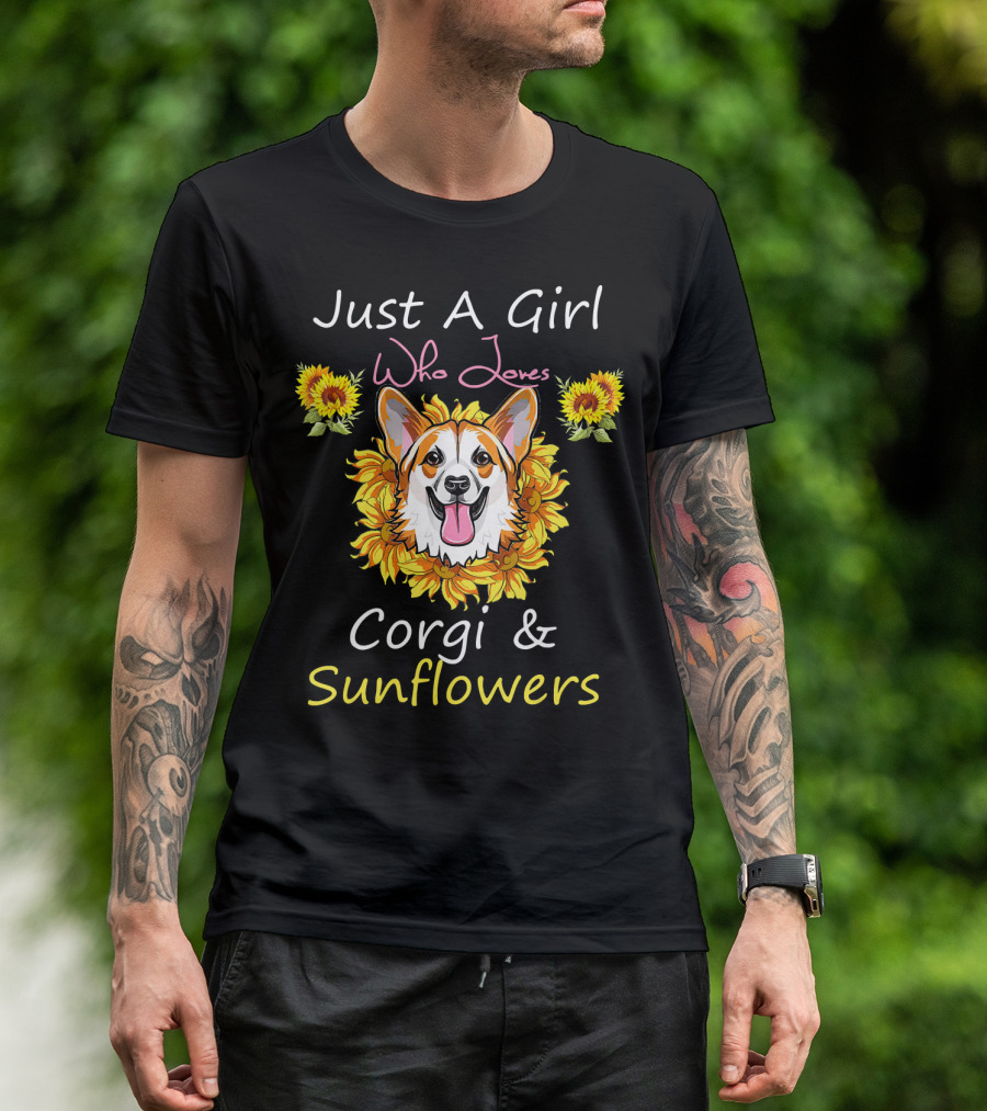 Just A Girl Who Loves Corgi And Sunflowers T-Shirt
