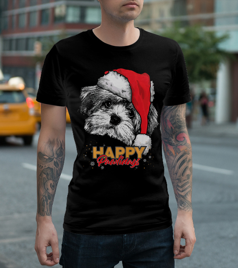 Happy Pawlidays Funny Christmas Havanese T-Shirt