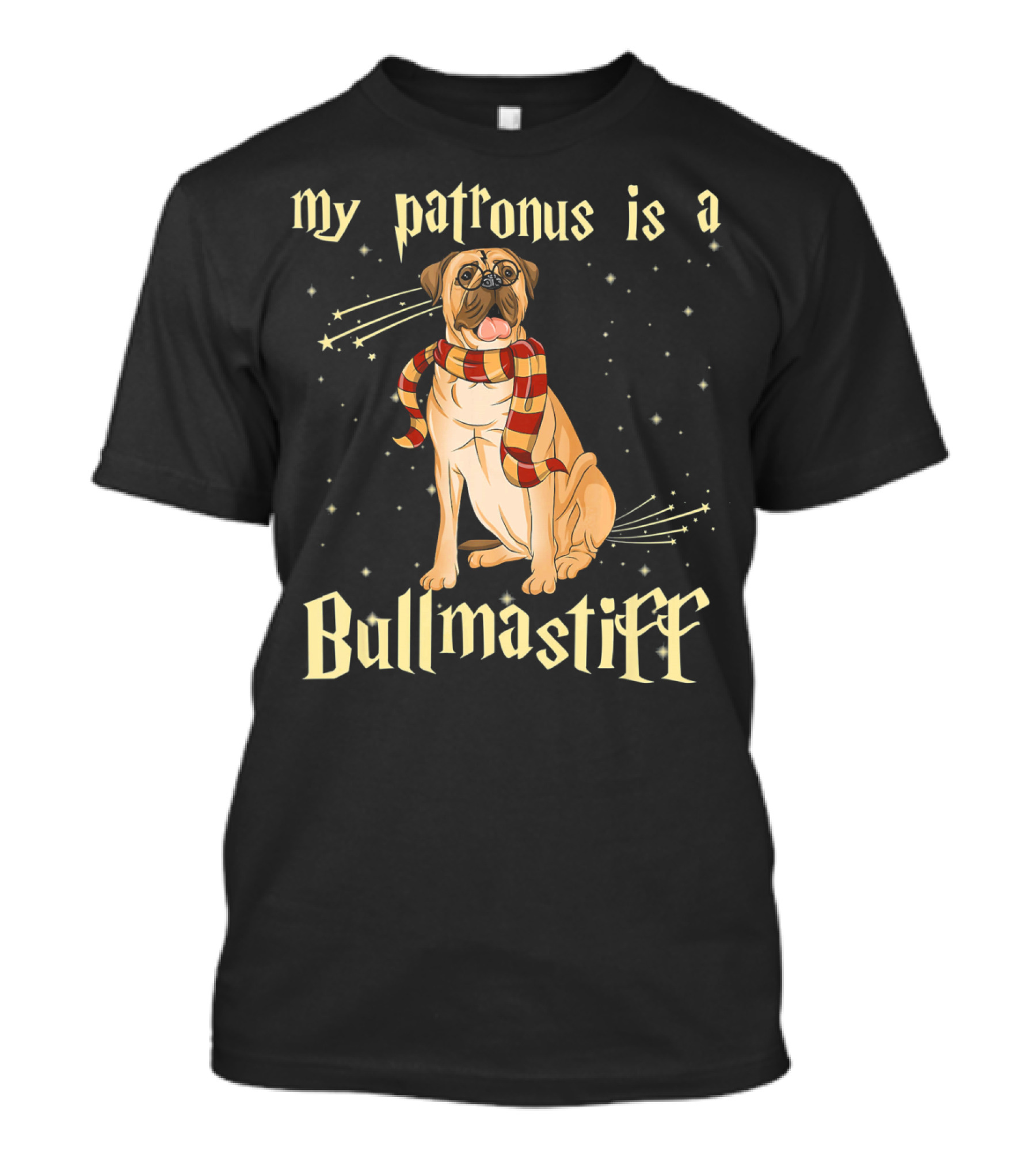 My Patronus Is A Bullmastiff With Scarf And Starry Motif T-Shirt