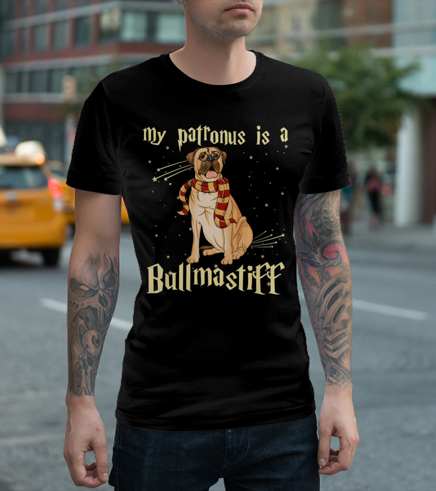 My Patronus Is A Bullmastiff With Scarf And Starry Motif T-Shirt