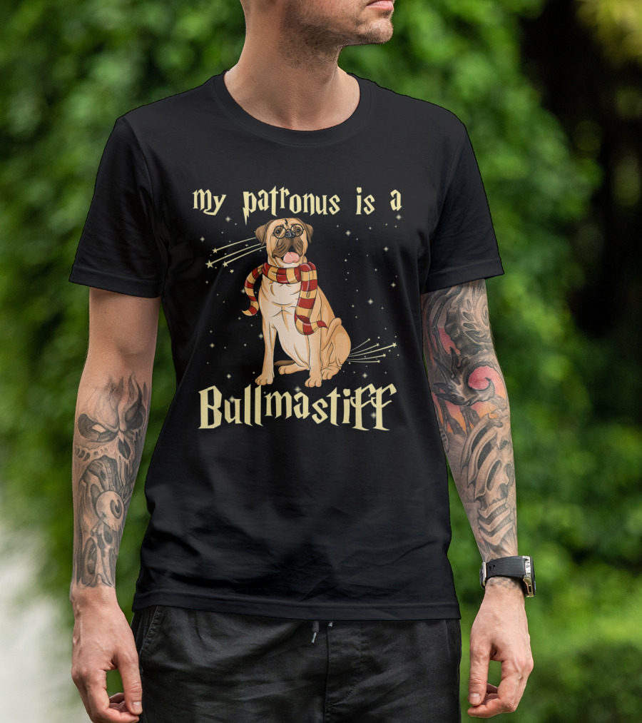 My Patronus Is A Bullmastiff With Scarf And Starry Motif T-Shirt