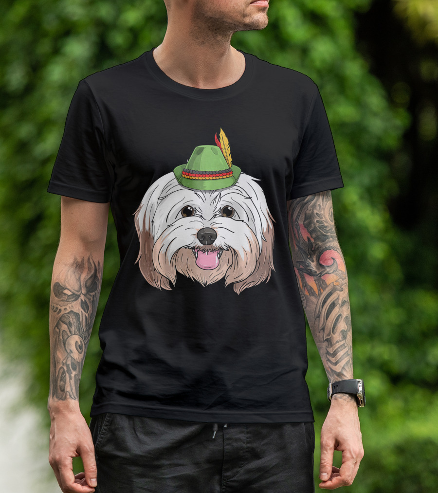Havanese Dog In Bavarian Hat Oktoberfest German Bavarian T-Shirt