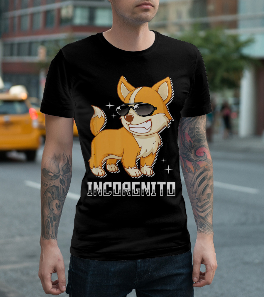 Incorgnito Funny Corgi Pup with Sunglasses T-Shirt