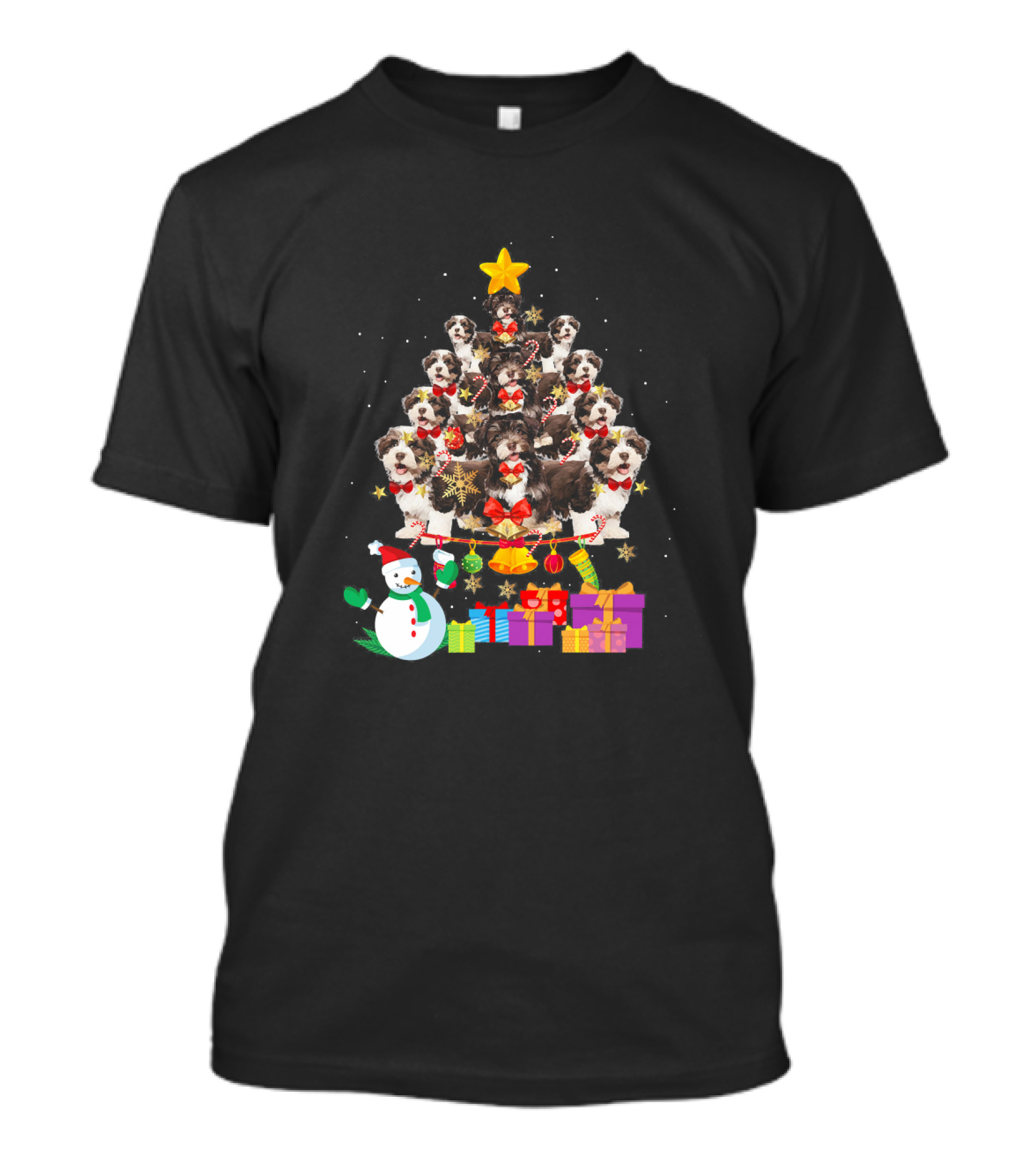Havanese Christmas Tree Snowman With Gifts T-Shirt