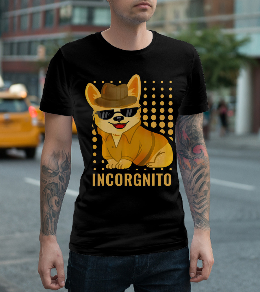 Incorgnito Dog In Sunglasses And Hat With Gradient Circles T-Shirt