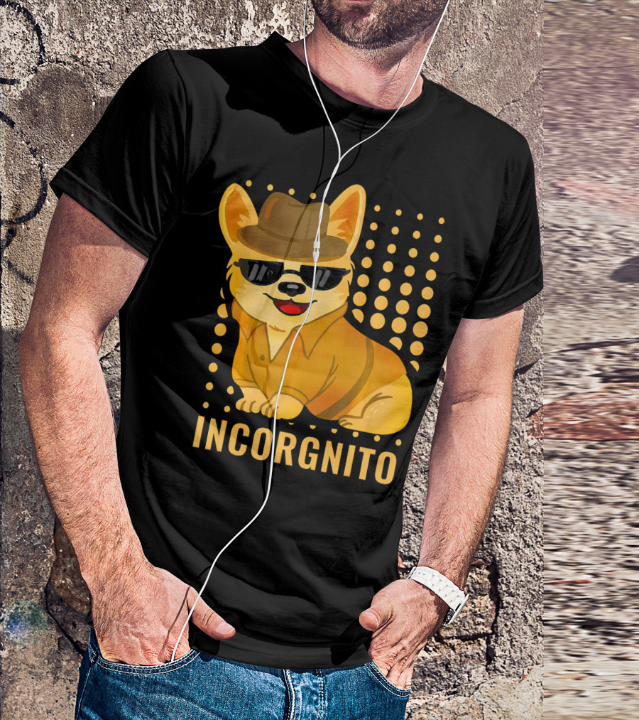 Incorgnito Dog In Sunglasses And Hat With Gradient Circles T-Shirt